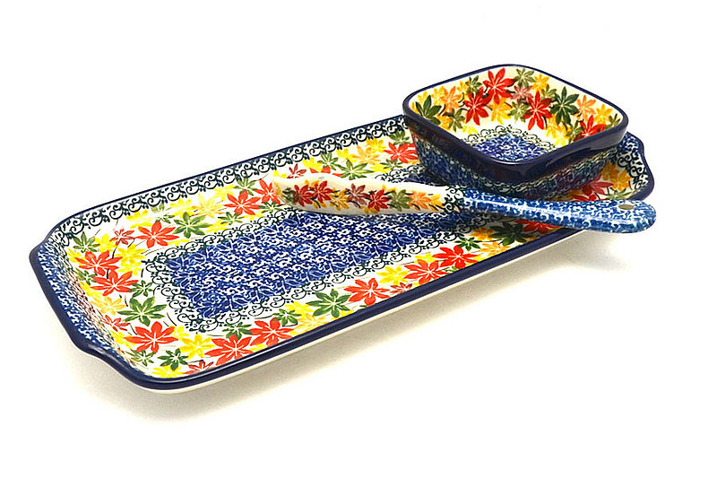 Ceramika Artystyczna Polish Pottery Appetizer Serving Set - Maple Harvest S41-2533a (Ceramika Artystyczna)