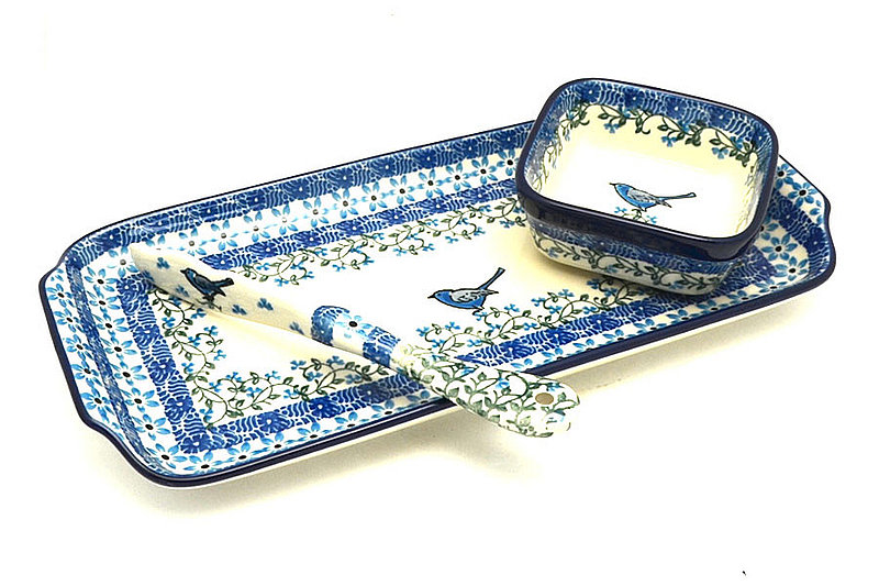 Ceramika Artystyczna Polish Pottery Appetizer Serving Set - Song Bird S41-1932a (Ceramika Artystyczna)