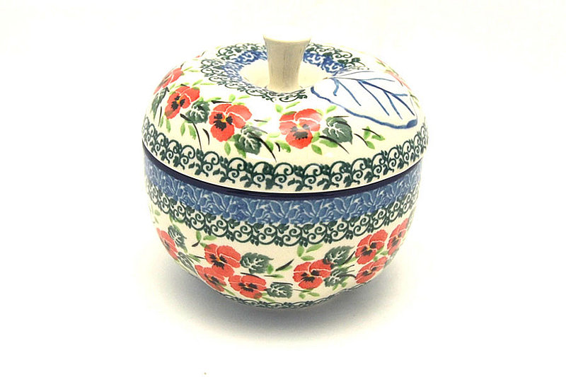 Ceramika Artystyczna Polish Pottery Apple Baker - Red Pansy 034-2538a (Ceramika Artystyczna)
