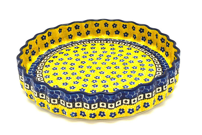 Ceramika Artystyczna Polish Pottery Baker - Fluted Quiche - Large (9") - Sunburst 637-859a (Ceramika Artystyczna)