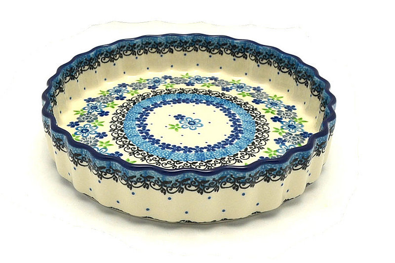 Ceramika Artystyczna Polish Pottery Baker - Fluted Quiche - Small (7") - Flower Works 910-2633a (Ceramika Artystyczna)