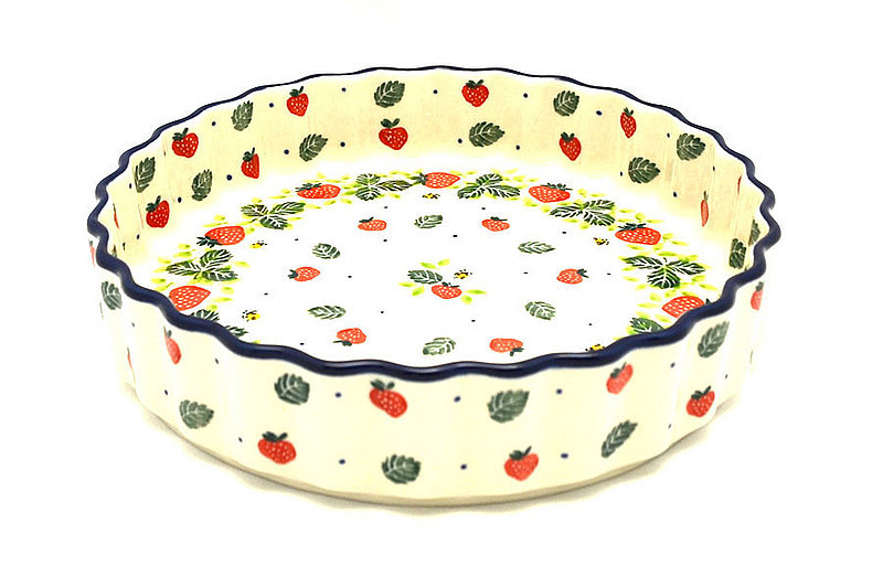 Ceramika Artystyczna Polish Pottery Baker - Fluted Quiche - Small (7") - Strawberry Field 910-2709a (Ceramika Artystyczna)