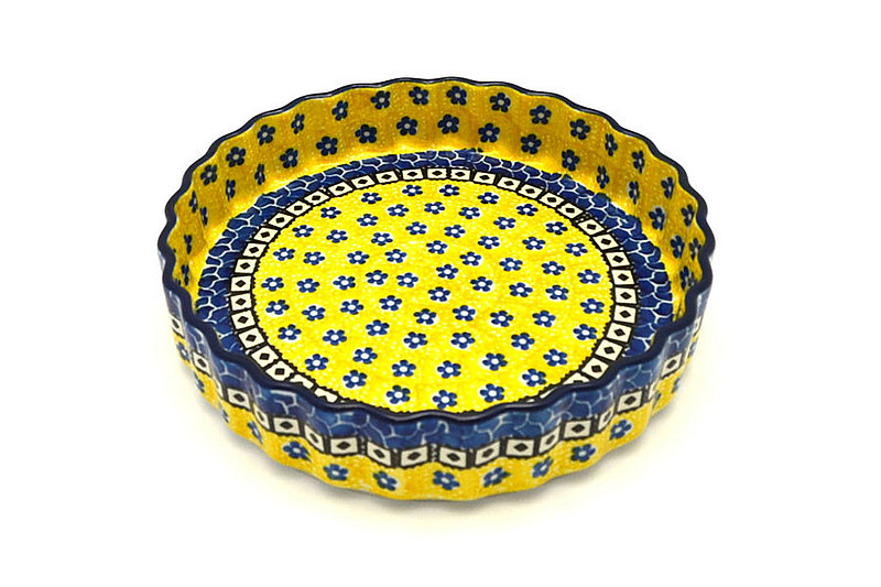 Ceramika Artystyczna Polish Pottery Baker - Fluted Quiche - Small (7") - Sunburst 910-859a (Ceramika Artystyczna)