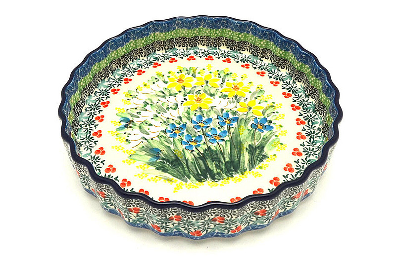 Ceramika Artystyczna Polish Pottery Baker - Fluted Quiche - Small (7") - Unikat Signature - U5131 910-U5131 (Ceramika Artystyczna)