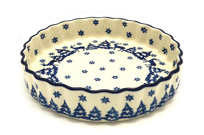 Ceramika Artystyczna Polish Pottery Baker - Fluted Quiche - Small (7") - Winter Forest 910-1931a (Ceramika Artystyczna)