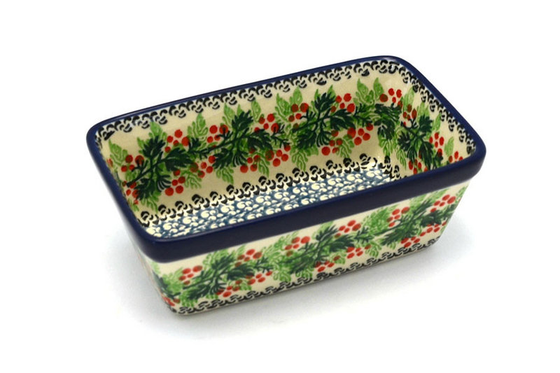 Ceramika Artystyczna Polish Pottery Baker - Mini Loaf Pan - Holly Berry 238-1734a (Ceramika Artystyczna)