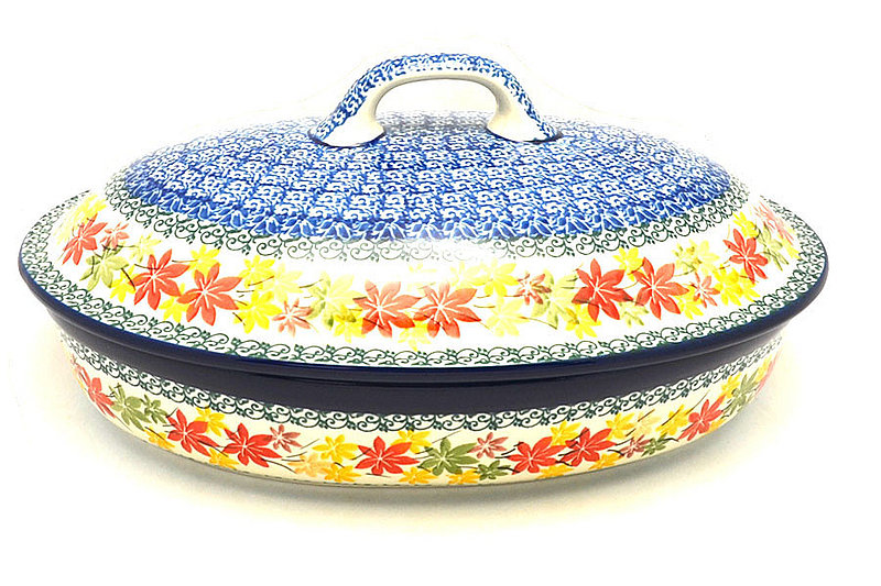 Ceramika Artystyczna Polish Pottery Baker - Oval Covered - Large - Maple Harvest A18-2533a (Ceramika Artystyczna)