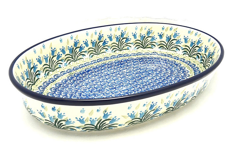 Ceramika Artystyczna Polish Pottery Baker - Oval - Extra Large - Blue Bells 296-1432a (Ceramika Artystyczna)