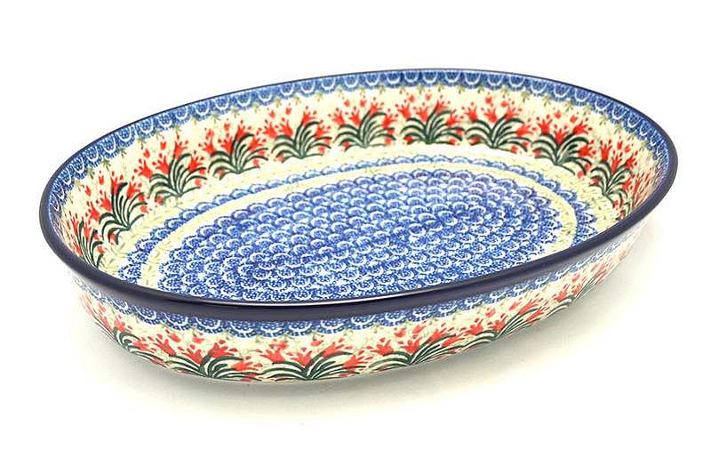 Ceramika Artystyczna Polish Pottery Baker - Oval - Extra Large - Crimson Bells 296-1437a (Ceramika Artystyczna)