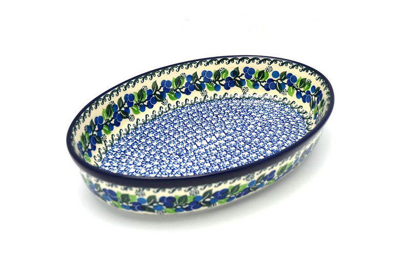 Polish Pottery Baker - Oval - Large - Blue Berries