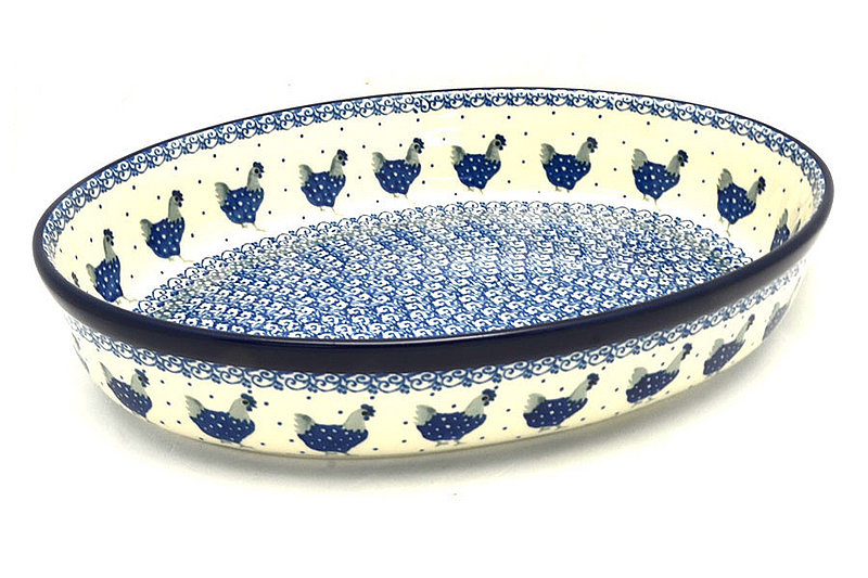 Polish Pottery Baker - Oval - Large - Blue Hen