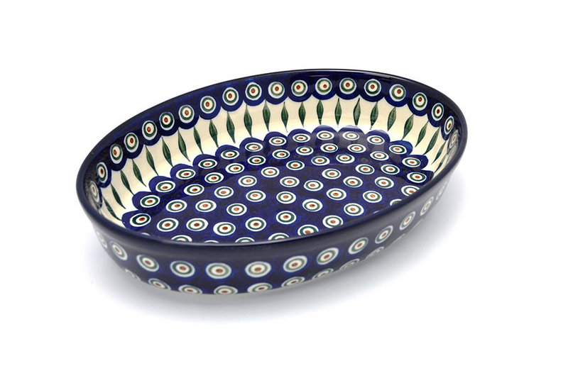 Ceramika Artystyczna Polish Pottery Baker - Oval - Large - Peacock 297-054a (Ceramika Artystyczna)