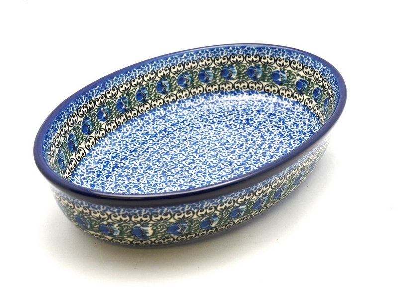 Ceramika Artystyczna Polish Pottery Baker - Oval - Large - Peacock Feather 297-1513a (Ceramika Artystyczna)
