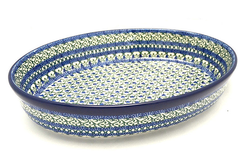 Ceramika Artystyczna Polish Pottery Baker - Oval - Large - Tulip Trellis 297-0585a (Ceramika Artystyczna)