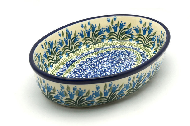 Ceramika Artystyczna Polish Pottery Baker - Oval - Medium - Blue Bells 298-1432a (Ceramika Artystyczna)