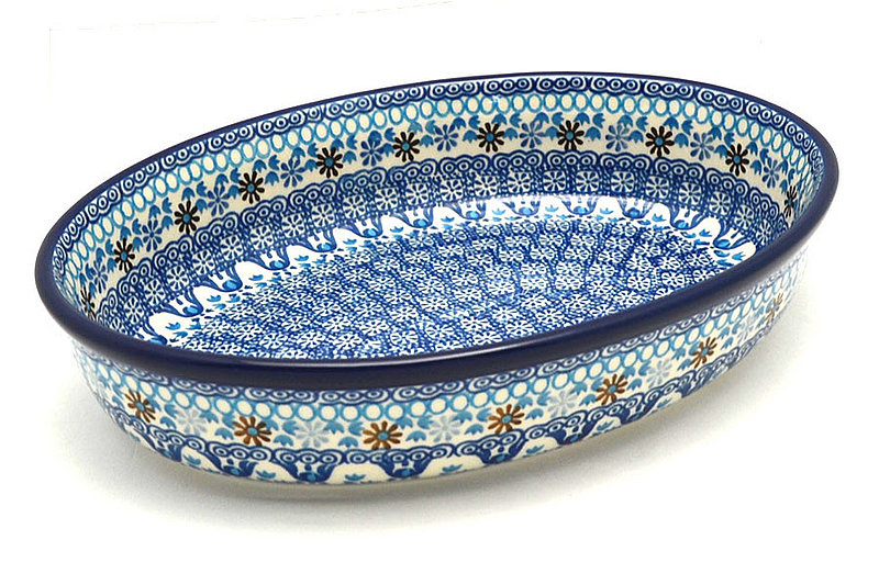Ceramika Artystyczna Polish Pottery Baker - Oval - Medium - Blue Yonder 298-2187a (Ceramika Artystyczna)