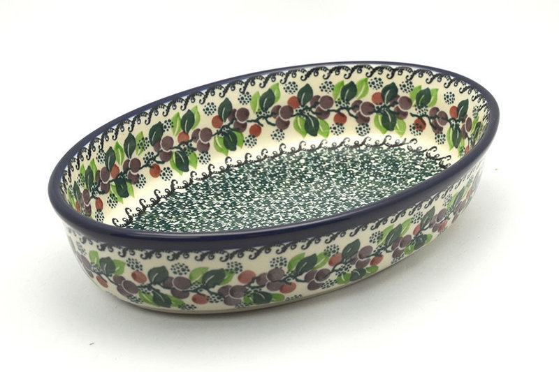 Ceramika Artystyczna Polish Pottery Baker - Oval - Medium - Burgundy Berry Green 298-1415a (Ceramika Artystyczna)