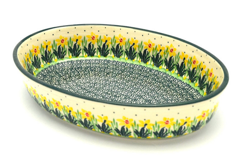 Ceramika Artystyczna Polish Pottery Baker - Oval - Medium - Daffodil 298-2122q (Ceramika Artystyczna)