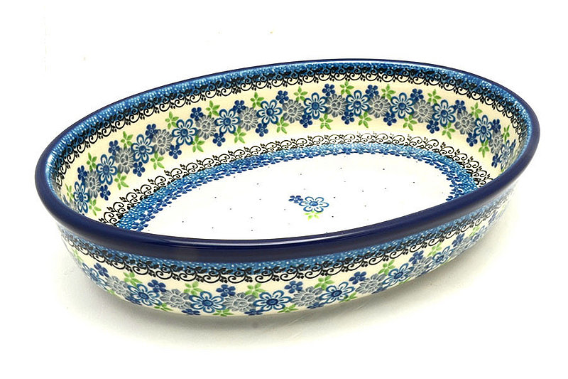 Ceramika Artystyczna Polish Pottery Baker - Oval - Medium - Flower Works 298-2633a (Ceramika Artystyczna)