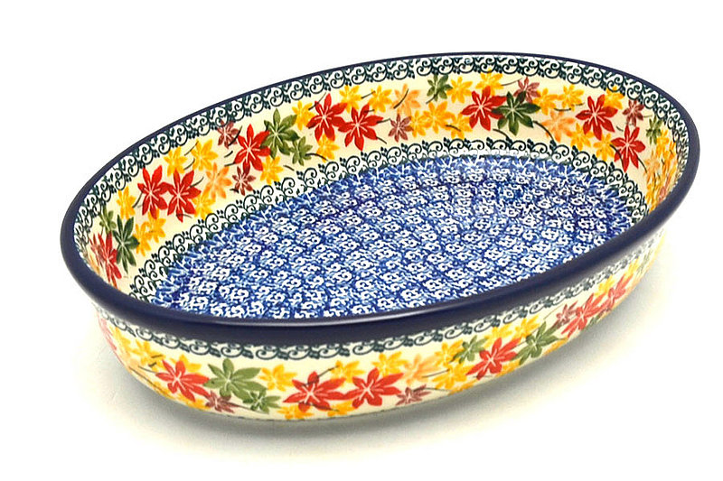 Ceramika Artystyczna Polish Pottery Baker - Oval - Medium - Maple Harvest 298-2533a (Ceramika Artystyczna)