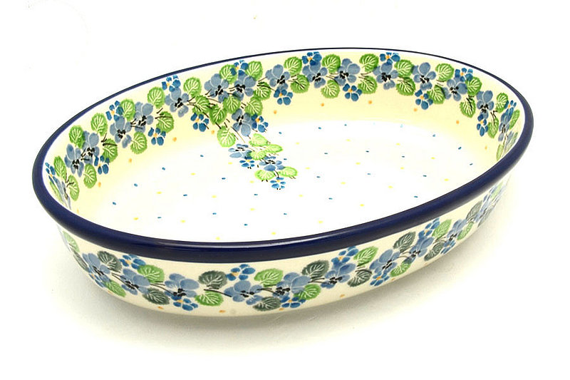Ceramika Artystyczna Polish Pottery Baker - Oval - Medium - Spring Viola 298-2339a (Ceramika Artystyczna)
