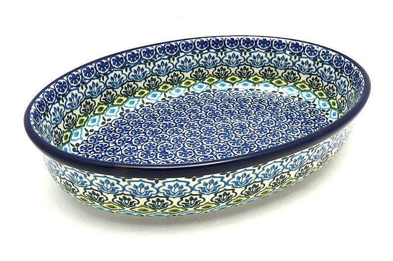 Ceramika Artystyczna Polish Pottery Baker - Oval - Medium - Tranquil Tide 298-1859a (Ceramika Artystyczna)