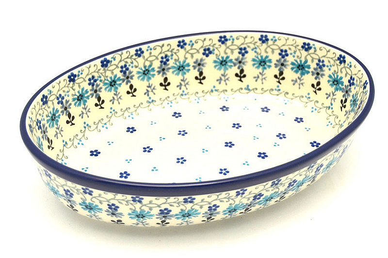 Ceramika Artystyczna Polish Pottery Baker - Oval - Small - Bachelor Button 299-2641a (Ceramika Artystyczna)