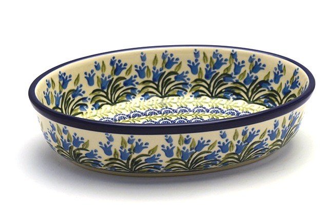 Ceramika Artystyczna Polish Pottery Baker - Oval - Small - Blue Bells 299-1432a (Ceramika Artystyczna)