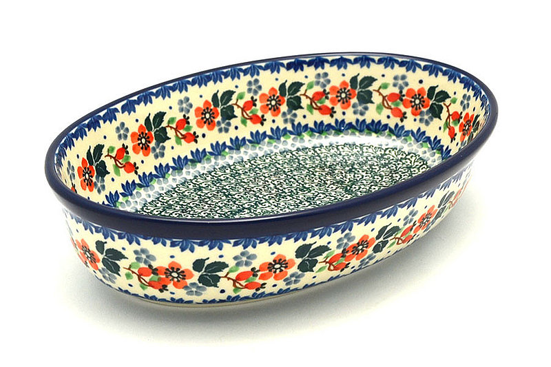 Ceramika Artystyczna Polish Pottery Baker - Oval - Small - Cherry Blossom 299-2103a (Ceramika Artystyczna)