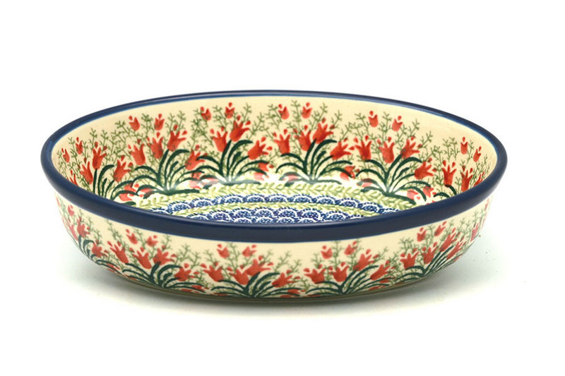 Ceramika Artystyczna Polish Pottery Baker - Oval - Small - Crimson Bells 299-1437a (Ceramika Artystyczna)