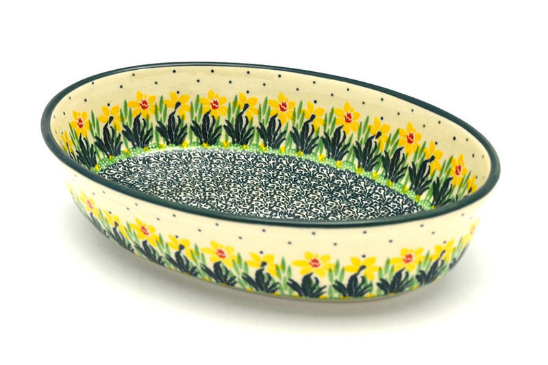 Ceramika Artystyczna Polish Pottery Baker - Oval - Small - Daffodil 299-2122q (Ceramika Artystyczna)