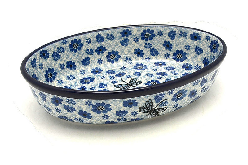 Ceramika Artystyczna Polish Pottery Baker - Oval - Small - Hidden Dragonfly 299-1443a (Ceramika Artystyczna)