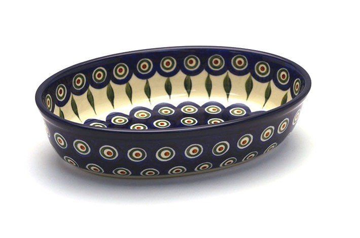 Ceramika Artystyczna Polish Pottery Baker - Oval - Small - Peacock 299-054a (Ceramika Artystyczna)