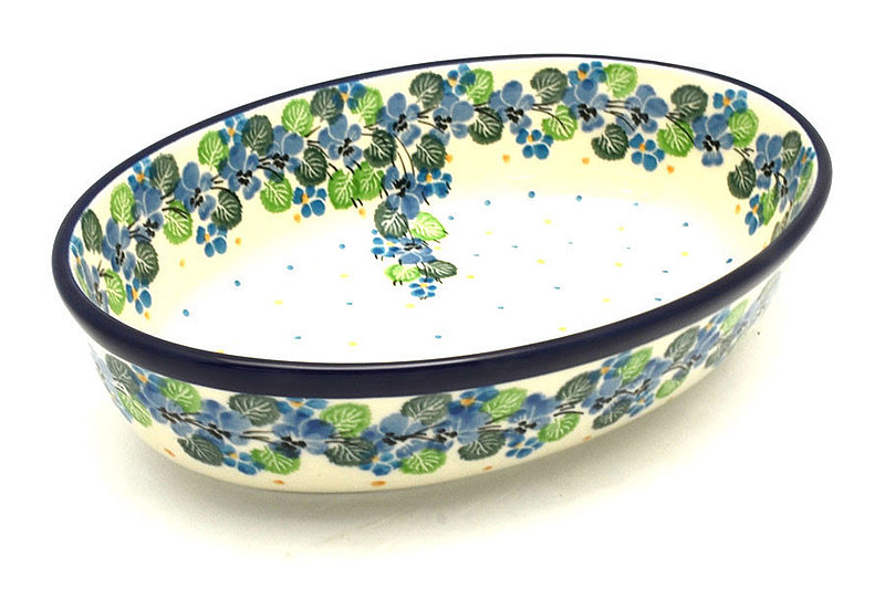 Ceramika Artystyczna Polish Pottery Baker - Oval - Small - Spring Viola 299-2339a (Ceramika Artystyczna)