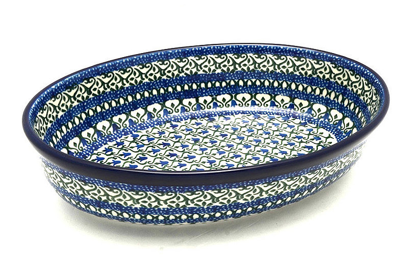 Ceramika Artystyczna Polish Pottery Baker - Oval - Small - Tulip Trellis 299-0585a (Ceramika Artystyczna)