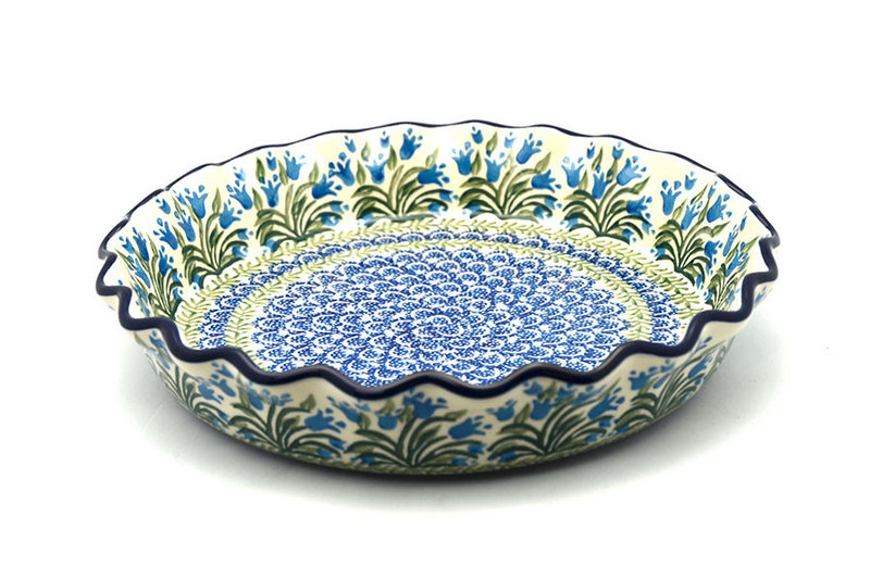 Ceramika Artystyczna Polish Pottery Baker - Pie Dish - Fluted - Blue Bells 636-1432a (Ceramika Artystyczna)