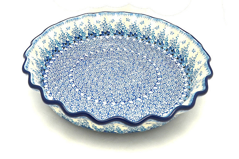 Ceramika Artystyczna Polish Pottery Baker - Pie Dish - Fluted - Blue Sage 636-3277a (Ceramika Artystyczna)