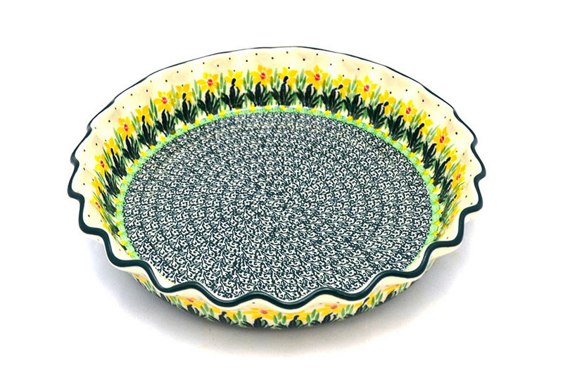 Ceramika Artystyczna Polish Pottery Baker - Pie Dish - Fluted - Daffodil 636-2122q (Ceramika Artystyczna)
