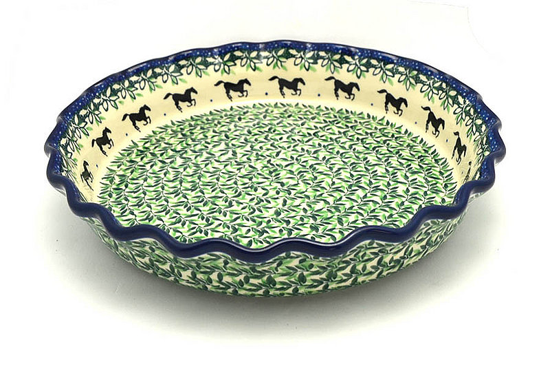 Ceramika Artystyczna Polish Pottery Baker - Pie Dish - Fluted - Dark Horse 636-2241a (Ceramika Artystyczna)