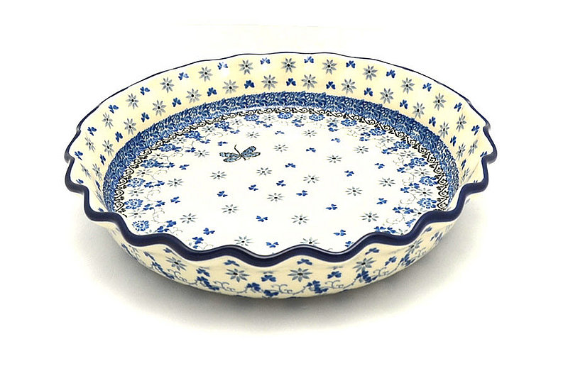 Ceramika Artystyczna Polish Pottery Baker - Pie Dish - Fluted - Dragonfly 636-2009a (Ceramika Artystyczna)