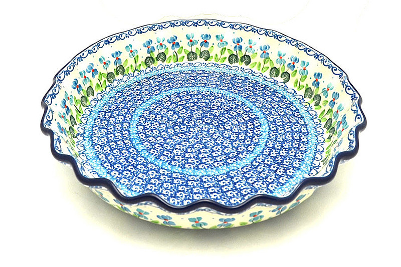 Ceramika Artystyczna Polish Pottery Baker - Pie Dish - Fluted - Dutch Iris 636-2668a (Ceramika Artystyczna)
