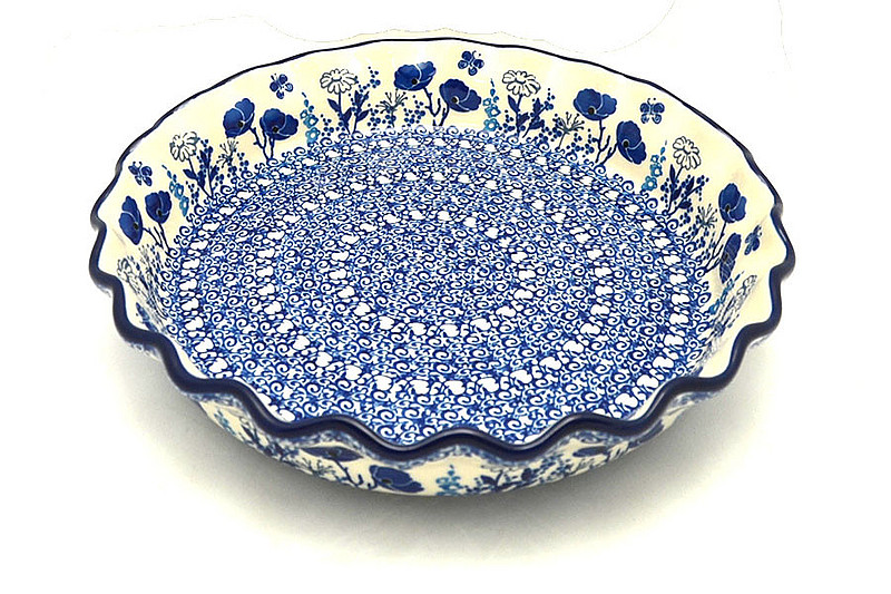 Ceramika Artystyczna Polish Pottery Baker - Pie Dish - Fluted - Evening Poppies 636-2902a (Ceramika Artystyczna)