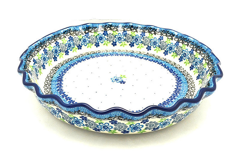 Ceramika Artystyczna Polish Pottery Baker - Pie Dish - Fluted - Flower Works 636-2633a (Ceramika Artystyczna)