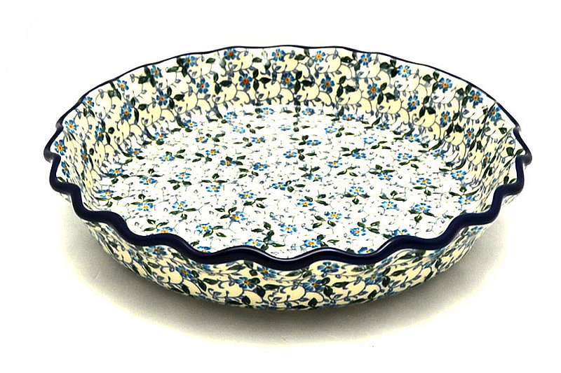 Ceramika Artystyczna Polish Pottery Baker - Pie Dish - Fluted - Forget-Me-Knot 636-2089a (Ceramika Artystyczna)