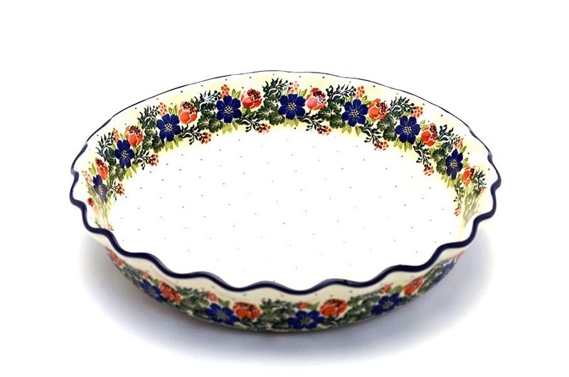 Polish Pottery Baker - Pie Dish - Fluted - Garden Party