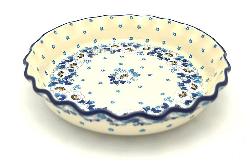 Ceramika Artystyczna Polish Pottery Baker - Pie Dish - Fluted - White Poppy 636-2222a (Ceramika Artystyczna)