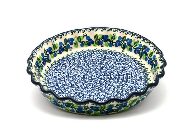 Ceramika Artystyczna Polish Pottery Baker - Pie/Quiche - Fluted - Blue Berries 636-1416a (Ceramika Artystyczna)