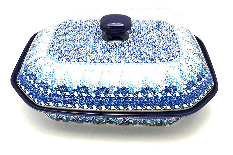 Ceramika Artystyczna Polish Pottery Baker - Rectangular Covered - Large - Blue Sage 665-3277a (Ceramika Artystyczna)