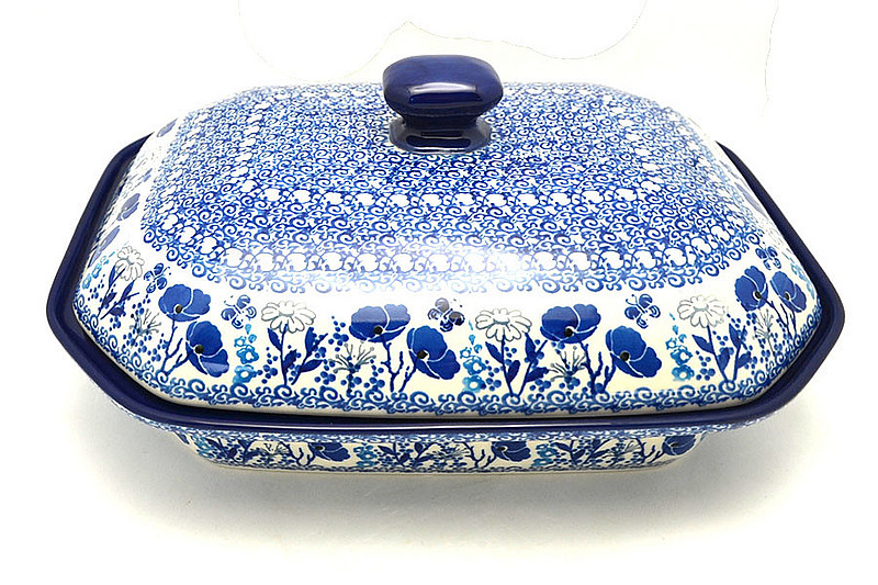 Ceramika Artystyczna Polish Pottery Baker - Rectangular Covered - Large - Evening Poppies 665-2902a (Ceramika Artystyczna)