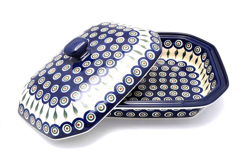 Ceramika Artystyczna Polish Pottery Baker - Rectangular Covered - Large - Peacock 665-054a (Ceramika Artystyczna)